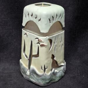 Hand Carved Desert Night Life Designed Large Candle Rare